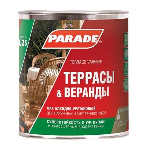 Лак для террас алкидно-уретановый PARADE L25 Террасы &Веранды Полуматовый 0,75л в Леруа Мерлен