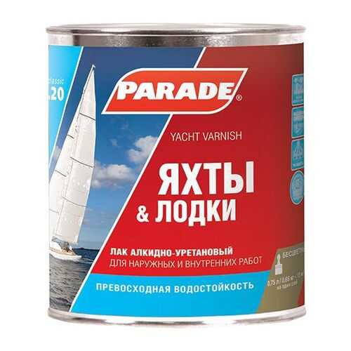 Лак яхтный алкидно-уретановый PARADE L20 Яхты &Лодки Полуматовый 0,75л в Леруа Мерлен